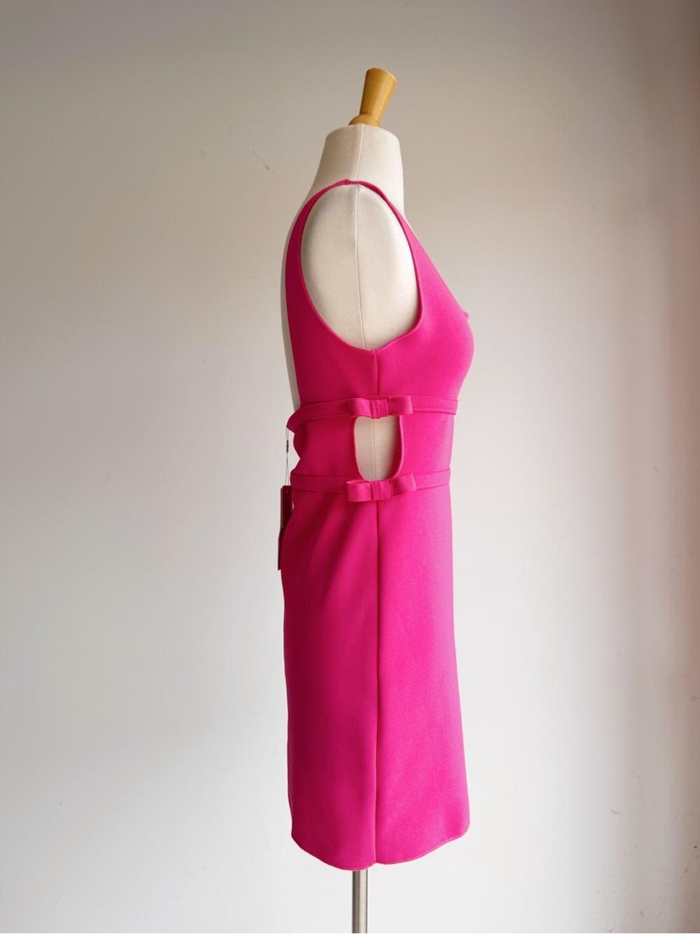 NWT Zara Hot Pink Cutout Mini Dress Side Buckle Bodycon Barbiecore Size Large - Picture 3 of 6